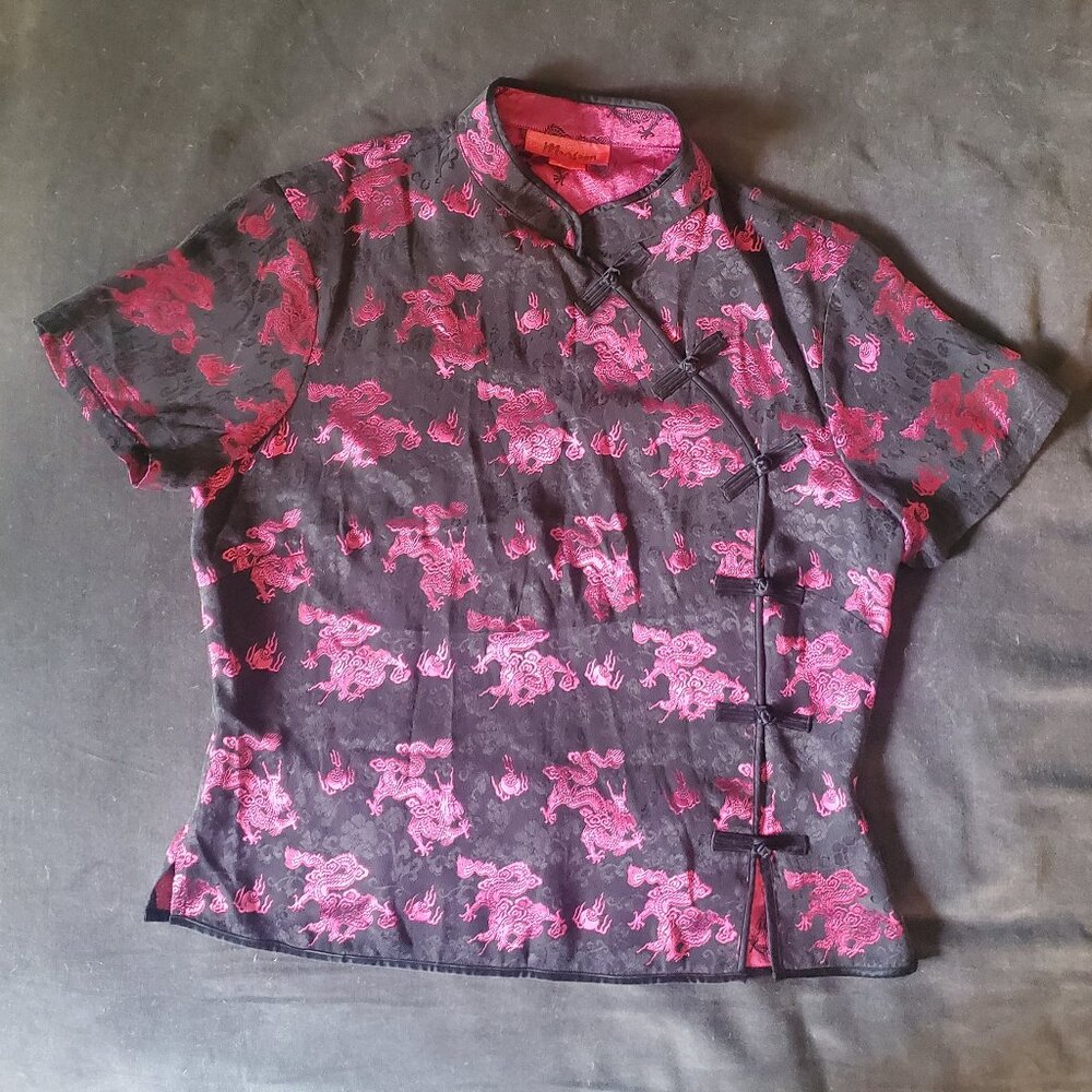 Monsoon Button Up Asian Inspired Silk Blouse (UK Size 14/US Size 10)